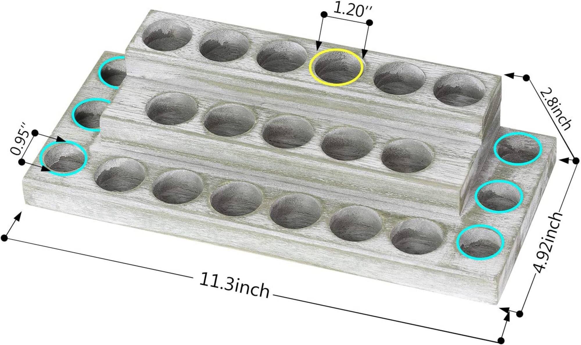 NEX™ Whitewash Essential Oils Storage Rack for 5, 10, 15, and 20mL Bottles